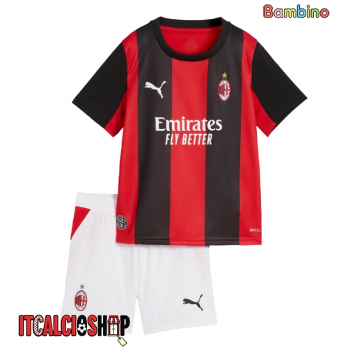 AC Milan Adrien Rabiot #12 Prima Maglia Bambino 2026-27 Manica Corta (+ Pantaloni corti)